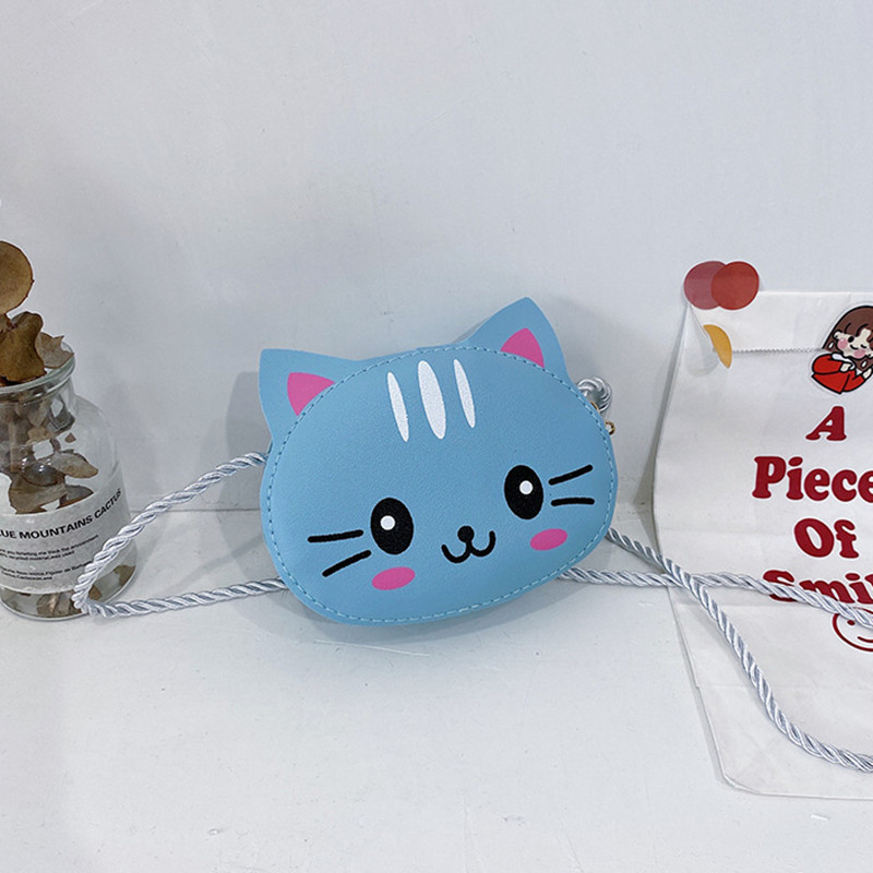Mini borse da principessa per bambini di moda neonate borse a tracolla a spalla piccola in pelle PU portafoglio portamonete per bambini carino gatto: cat