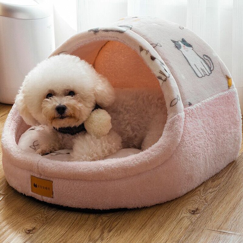 Hondenmanden voor kleine honden, honden- en kattenmand, uitneembaar hondenhok, warm hondennest, hondenhokkussen, kattenhuis, kattenhuis, huisdierproducten