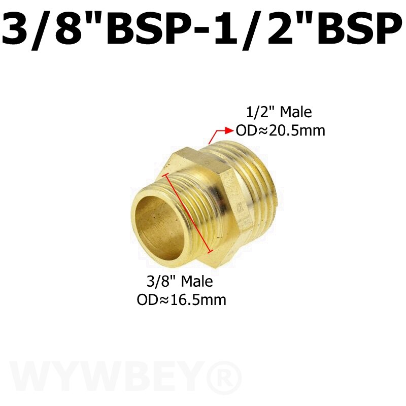 Messing sekskantet nippel rørfitting kobber adapter 1/8 1/4 3/8 1/2 3/4 han lige reduktionskoblingsforbindelse vand gas vvs samling: Dn10-dn15 03-04