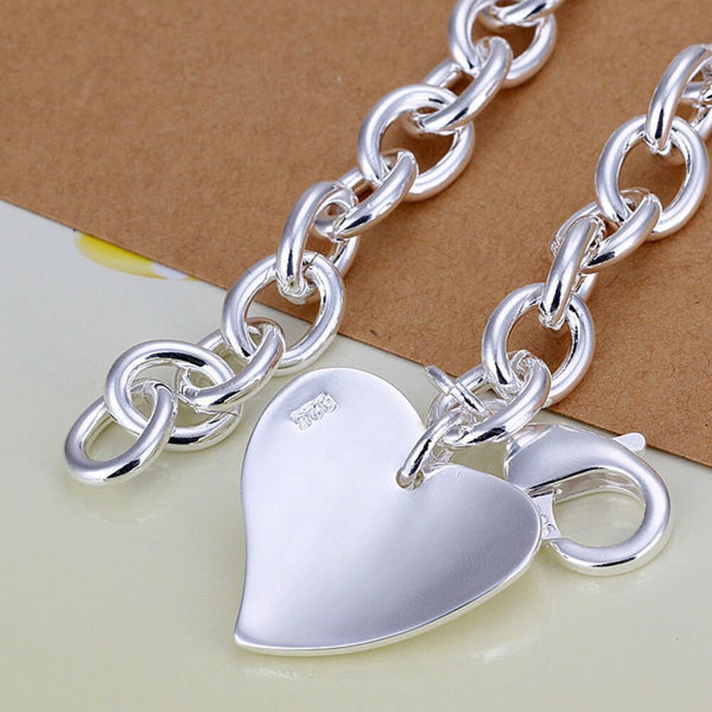 Mode Hartvormige Armband Met Chian Kleur Zilver Kleur