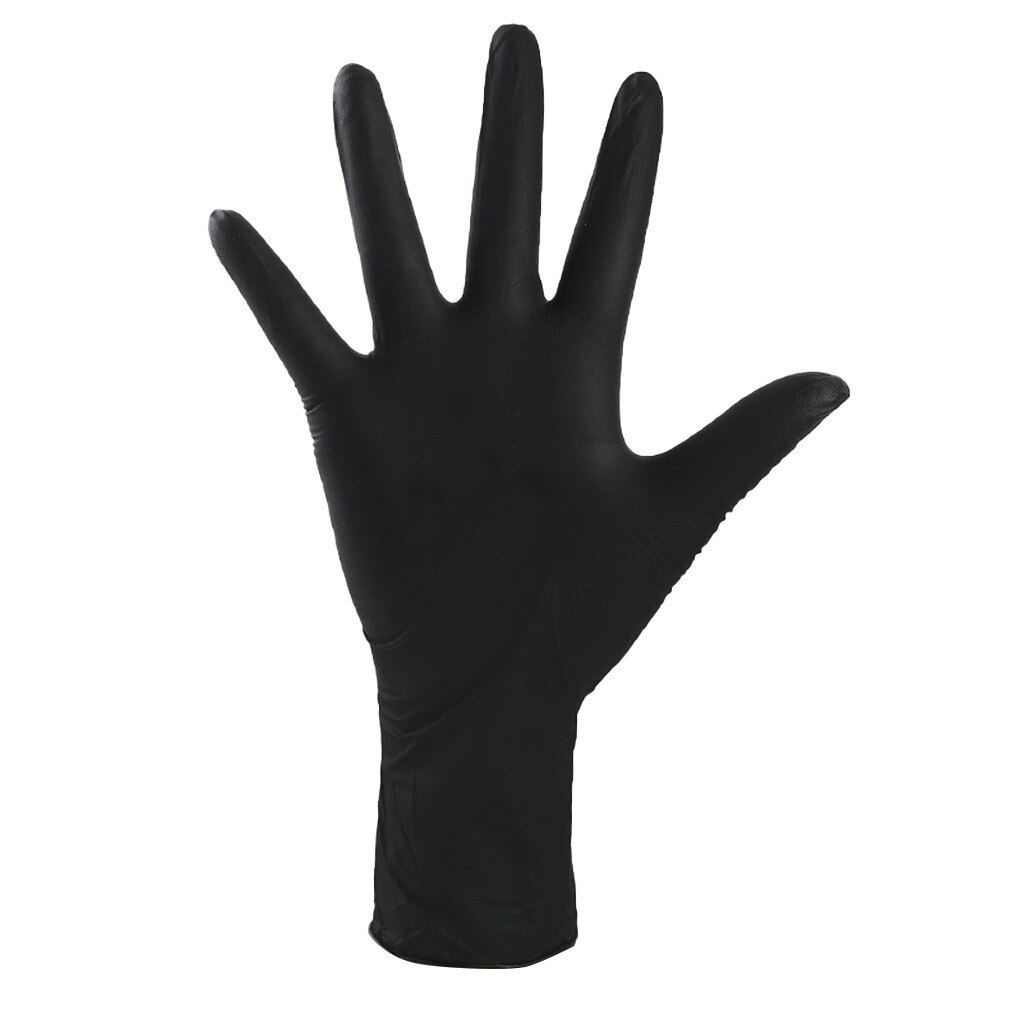 Rubber Comfortable Disposable Mechanic Nitrile Gloves Exam Disposable Work Safety Gloves Nitrile Gloves: S / Black
