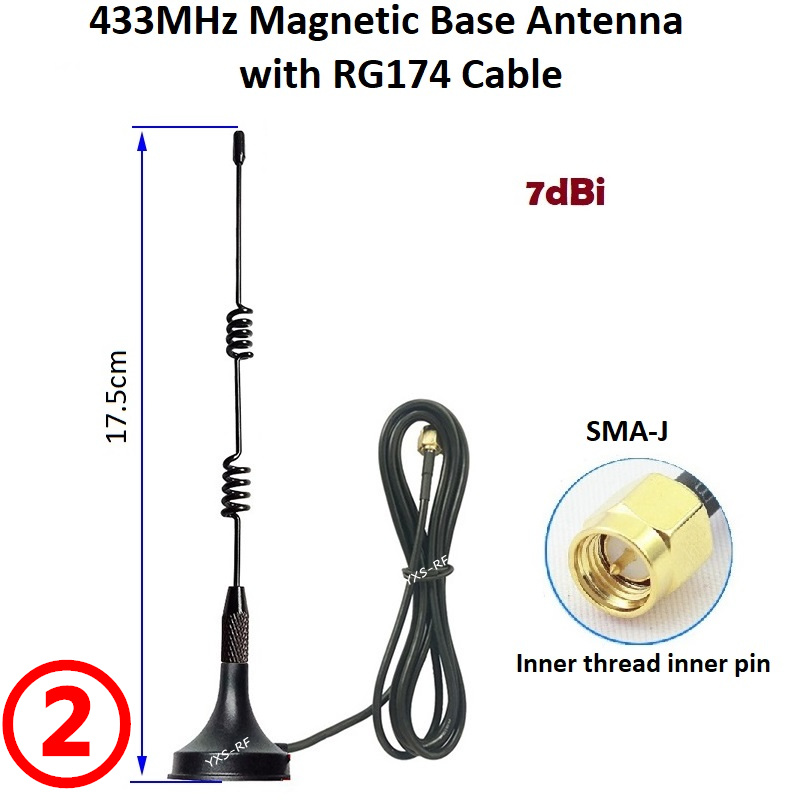 433MHz 470MHz Magnet Lora Antenne SMA Stecker Magnet halterung Antenne mit RG174 Kabel für Modul Fernbedienung iot: dunkel Grau / 50 MT