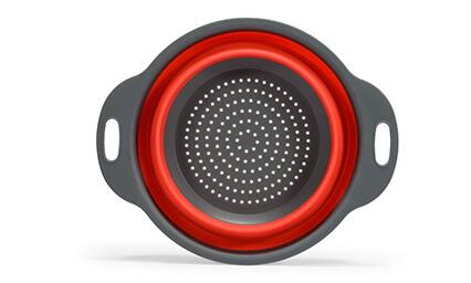 Pieghevole del silicone filtro Ciotola di Campeggio Esterna Stoviglie Frutta Verdura Cesto di Lavaggio Drainning Colino Portatile Da Viaggio Pentolame e Utensili per cucinare: rosso Basket L