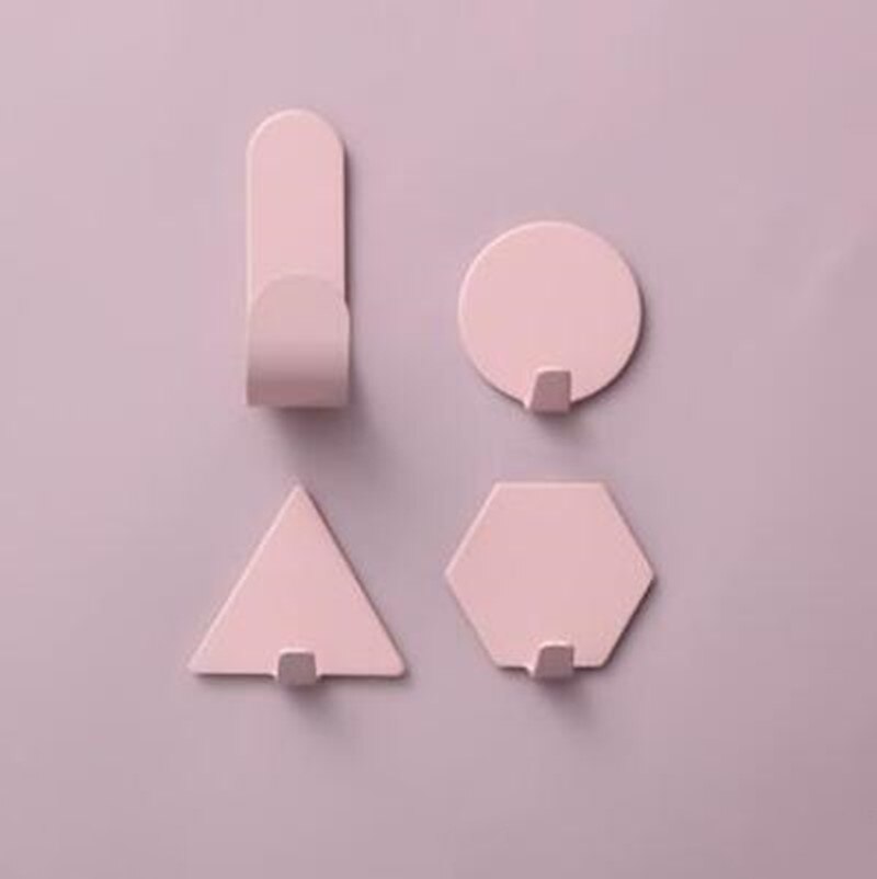 4 st/set gratis punch geometri väggkrok smidesjärn liten krok dekoration minidörr starka klibbiga krokar badrum: Ljusgul