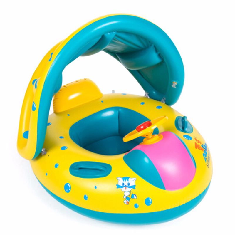 ab Sicherheit Baby Art Säuglings Schwimmen schweben Aufblasbare Verstellbare Sonnenschutz Sitz Stiefel Ring Schwimmen Schwimmbad aufblasbare spielzeug Strand
