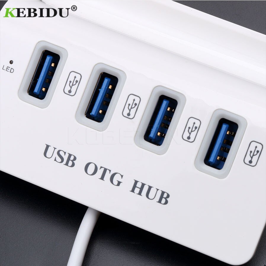 Kebidu offres spéciales 4 Ports USB 3.0 OTG Mocro USB3.0 adaptateur Micro USB OTG Hub pour Windows tablette, Android Smartphone, PC r15