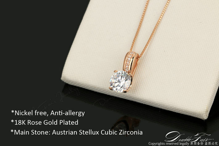 Cz Stone Kettingen Hotsale Rose Gold Kleur Brand Vintage Zirconia Sieraden Voor Vrouwen DFN330