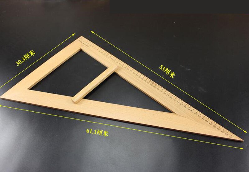 2Pcs Large hand held right angle triangle ruler teaching solid wood original wooden ruler drawing teacher lecture supplies