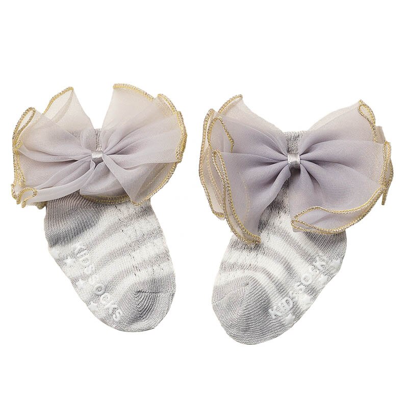 Summer Newborn Socks Bow Pompom Non-slip Baby Girl Socks Cute Lace Pearl Infant Ankle Born Socks recien nacido: style 1