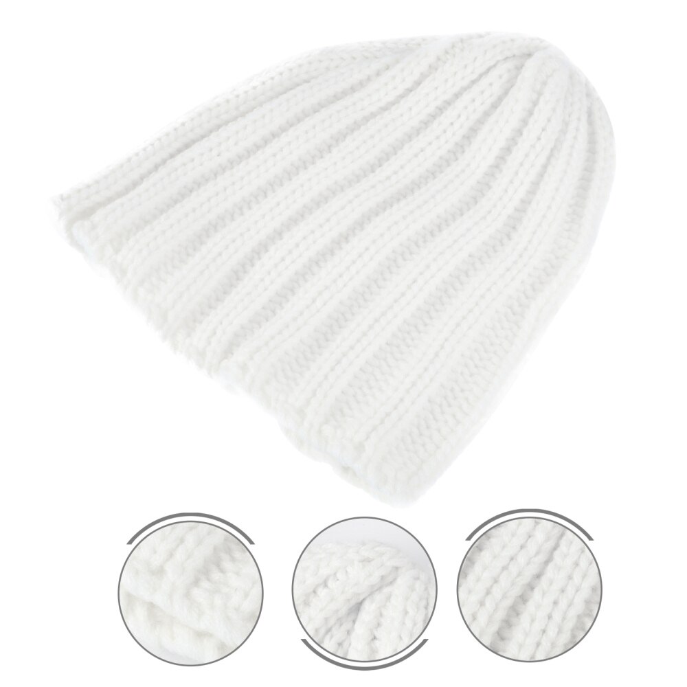 Warm Hoofdtooi Winter Gebreide Muts Haak Beanie Cap Acryl Fiber Hoed Voor Baby Kinderen (Wit): White