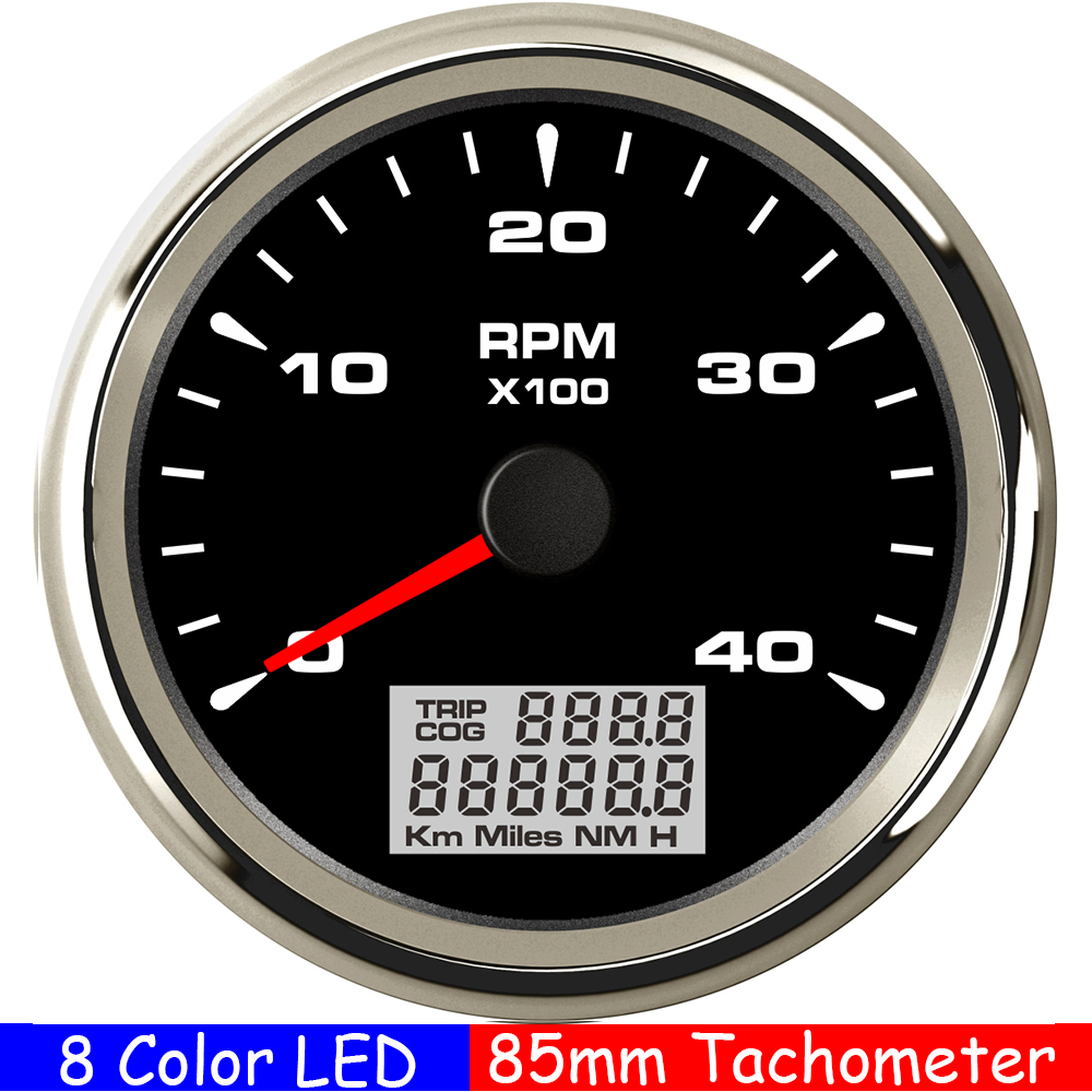 3000,4000,6000,8000Rpm Marine Tacho Meter Met Trip Cog Urenteller Tacho Sensor M16 M18 Waterdichte Auto Boot Toerenteller Gauge 85Mm: 4KRPM BS