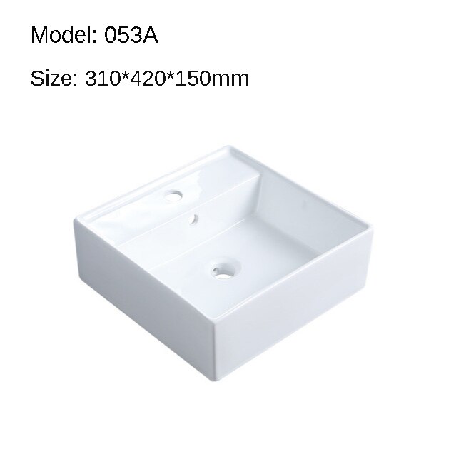 K-STAR Simple Pure White Countertop Sinks Ceramic Hanging Basin Integrated Basin Bathroom Wash Hand Basins: 053A 