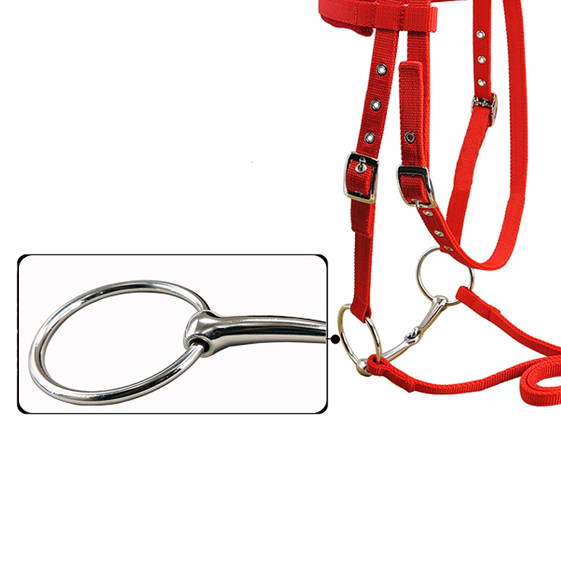 Equipo de equitación ajustable brida de caballo Halter con Bit y cinturón de Rein para accesorios ecuestres de caballos espesar suave, L S