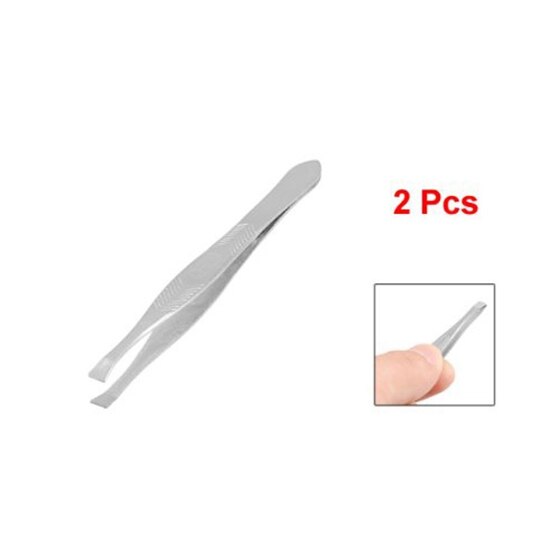3Pcs Straight Tip Metal Eyebrow Tweezers Trimmers For Ladies, 2 Pcs 8.7X0.7X0.4Cm &amp; 1 Pcs 9Cm