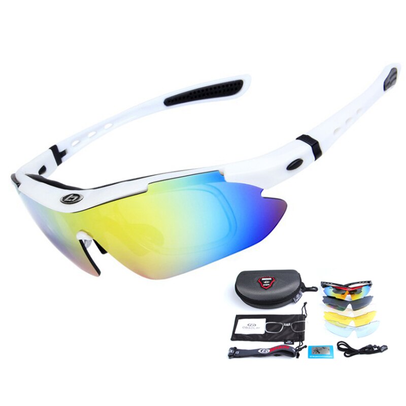 Polariserte fiskesolbriller 5 linse  uv400 fiskebriller utendørs sport sykling klatring turbriller briller: Hvit