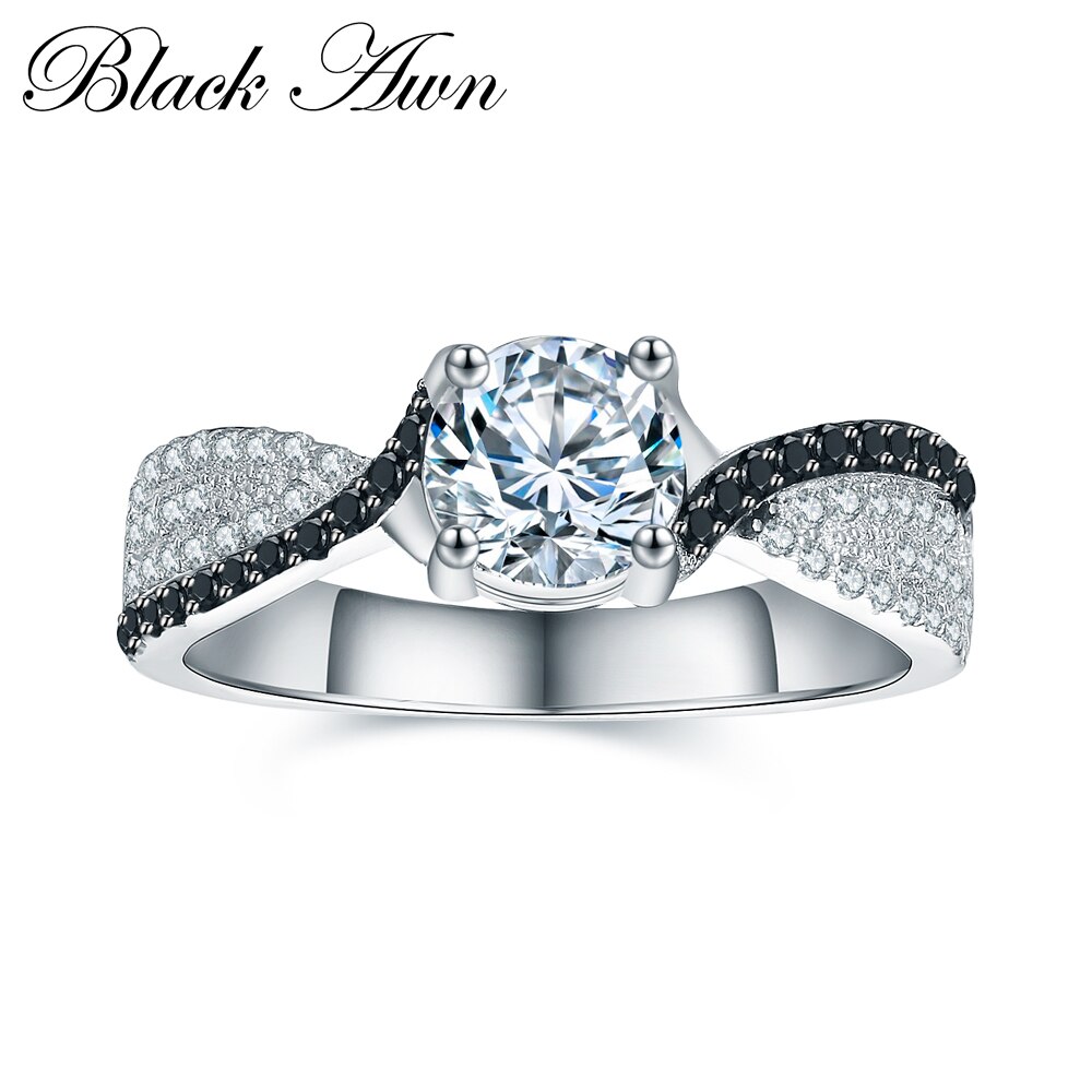 [BLACK AWN] 925 Sterling Silver Fine Jewelry Sets Trendy Engagement Sets Ring+Necklace for Women PR013