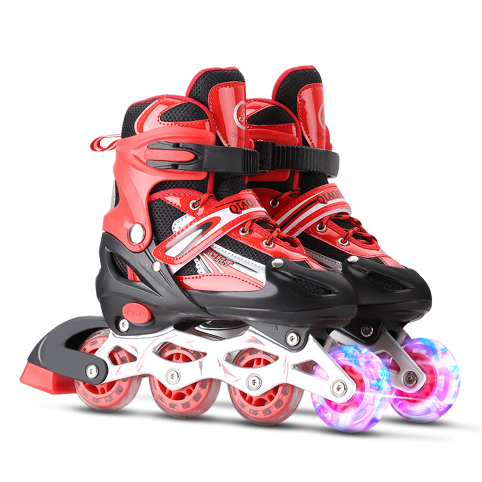 Boys Girl Women Adult Flat Roller skates Skating Shoes Sliding Inline Sneakers 4 wheels 1 Row Line Outdoor Training Gym Sports: Red S