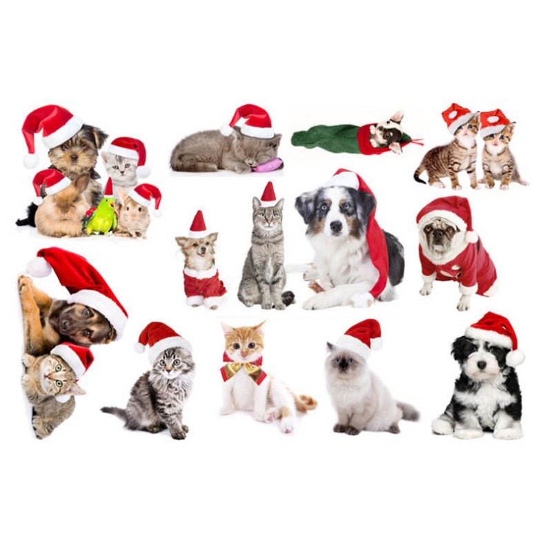 Kerst Katten Honden Muurstickers Kerst Decoratie Leuke Dieren Muurstickers Voor Kinderkamer Slaapkamer Nursery Muurstickers