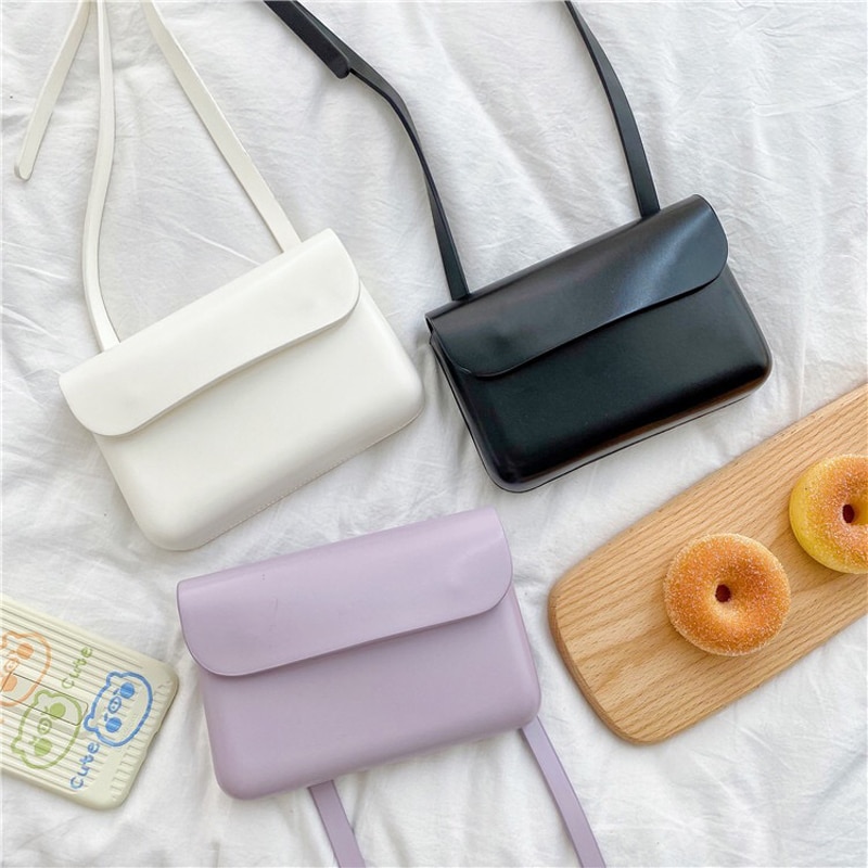 Sommar kvinnor mini crossbody telefonväska enfärgad enkel stil dam axelväska pu läder ungdomsfodral midjeväska ins