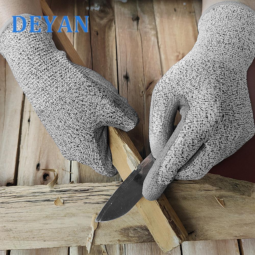 PU Coated Cut Resistant Safety Work Gloves Level 5 Cut Protection Gloves Comfortable Soft Work Gloves