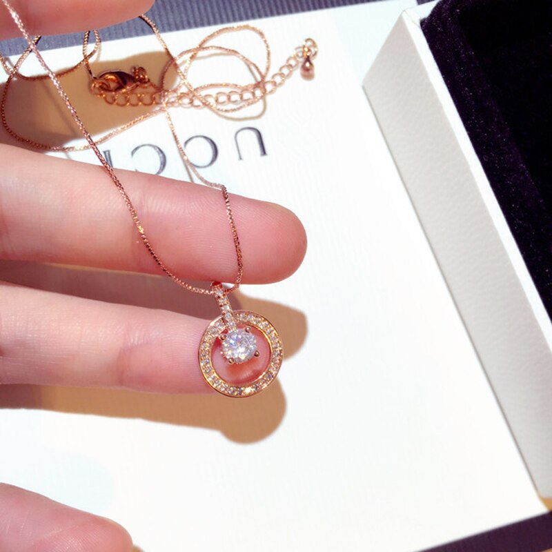 Nouvelle tempérament cercle CZ collier or argent couleur brillance Zircon délicate clavicule tour de cou Bijoux de fiançailles de mariage