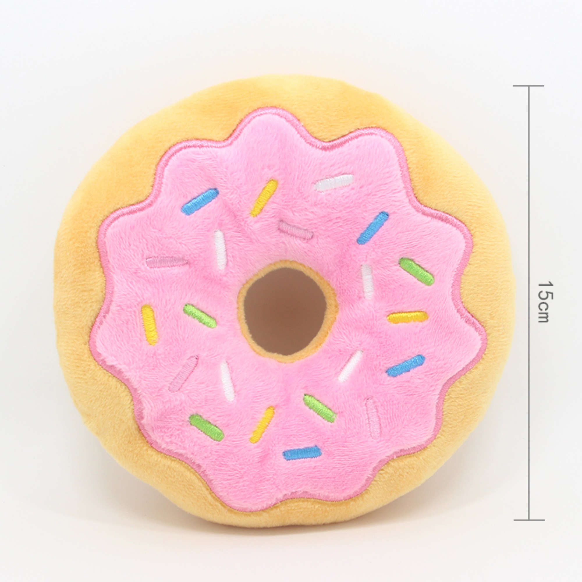 Dog Toys Donut Plush Soundmaking Cute Toy Pets Dog Squeaky Sound Funny Interactive Bite-Resistant Chew Biting Teeth Grinding: Pink