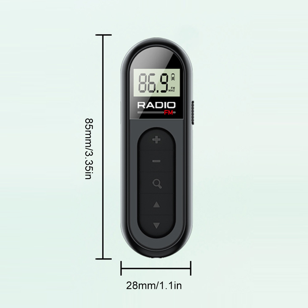 Radio FM portátil con retroiluminación, dispositivo con auriculares de 3,5mm, carga tipo c, 76-108MHZ, para caminar y trotar: Negro