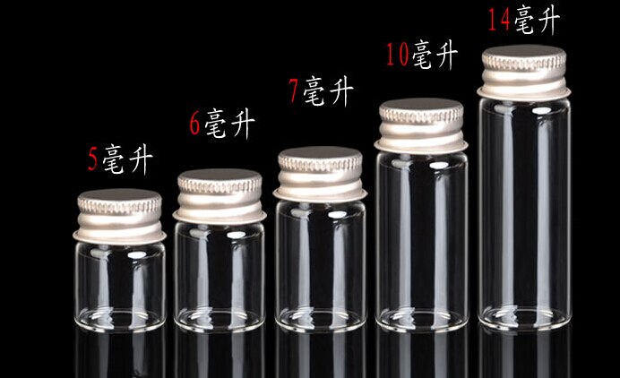 10 stk/parti 22 x 50 mm 10 ml glasflasker med skruelåg af aluminium, varmebestandige gennemsigtige glasflasker dekorative hætteglas