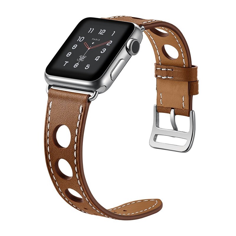 Pulsera de cuero con agujero hueco a la para Apple Watch, correa de 38 40 41mm 42 44 45mm, correa de reloj iWatch Series 3 4 5 6 7 SE
