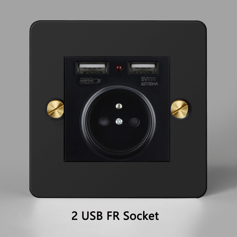 Household Type 86 Concealed Wall Switch Black Metal Copper Lever Panel Industrial Style Retro Stainless Steel Panel Switch: Red