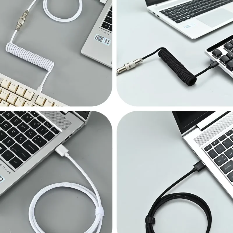 3m brugerdefineret type c mekanisk tastatur spiralkabel usb-ledning mekanisk tastatur fjederledning desktop tastaturtilbehør