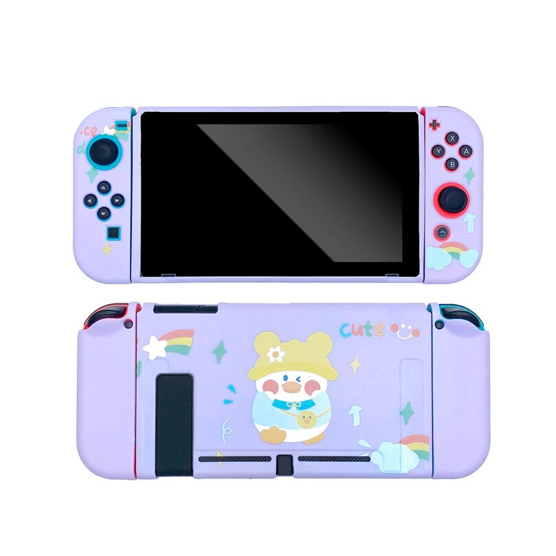 Arco Iris de unicornio piel TPU suave funda protectora para Nintendo Switch NS controlador de alegría-Con protección completa Carcasa Trasera cubierta: C