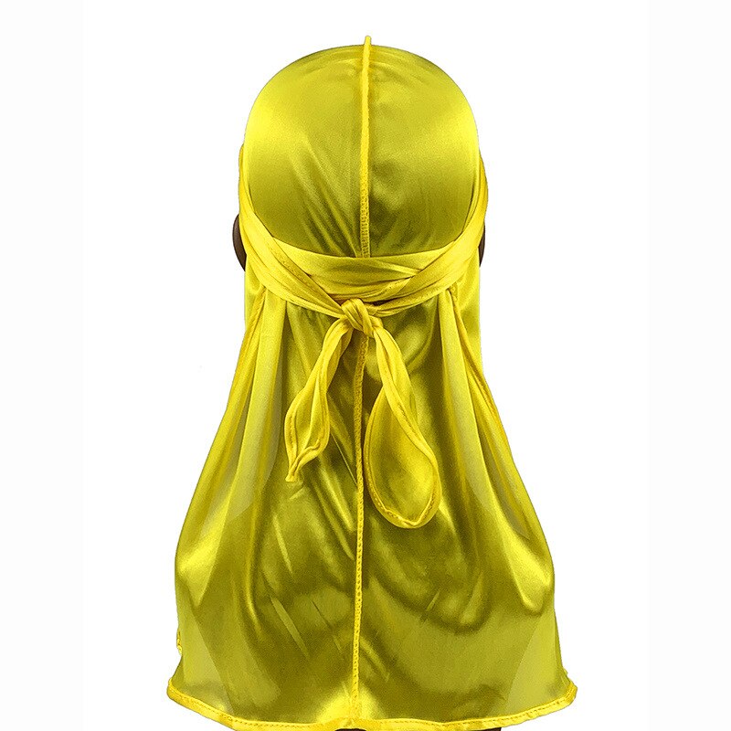 Bonnet de nuit en Satin Invisible pour femmes, accessoire de en soie, Long, plat: YELLOW