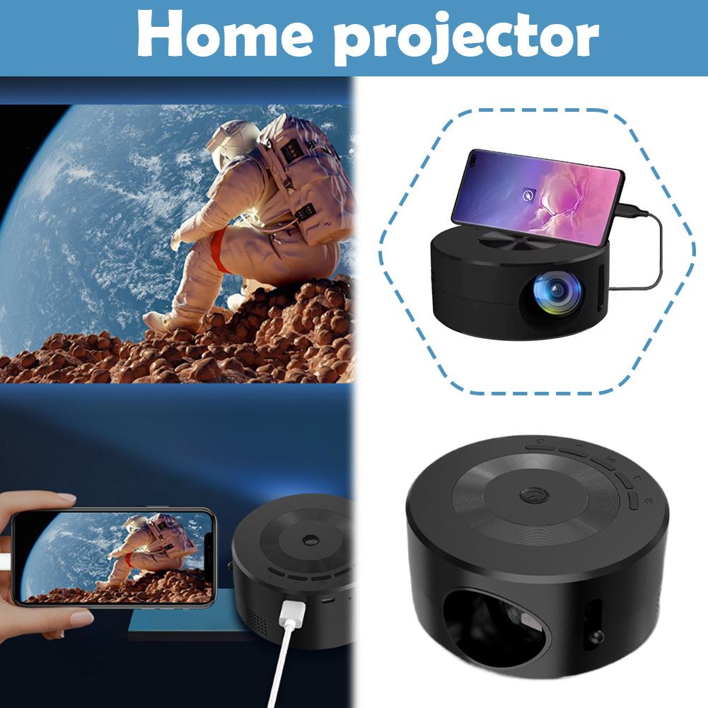 Novo mini casa micro projetor portátil suporte ao ar livre 1080p alto-falante embutido com fio mesma tela projetor de filme do telefone móvel