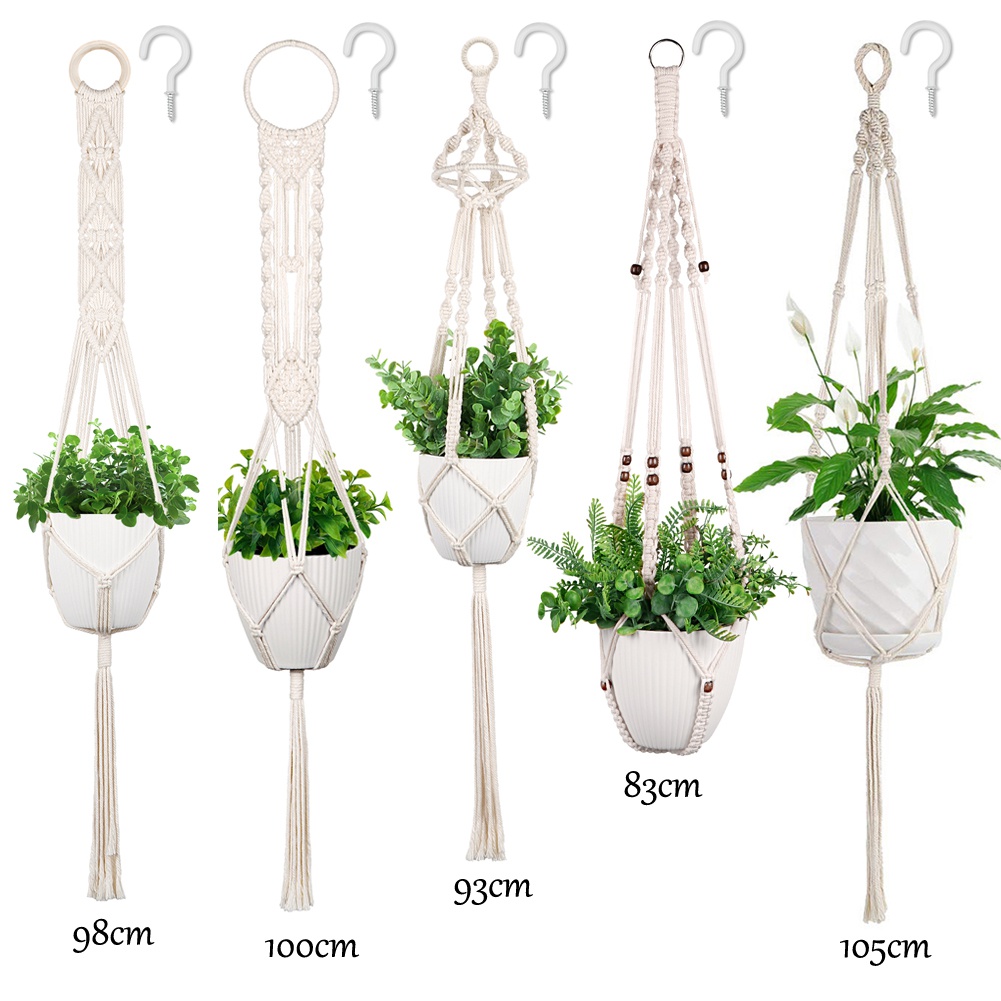 Colgador de macramé para colgar en la pared, macetas de jardín, macetas de flores, decoración de patio al aire libre