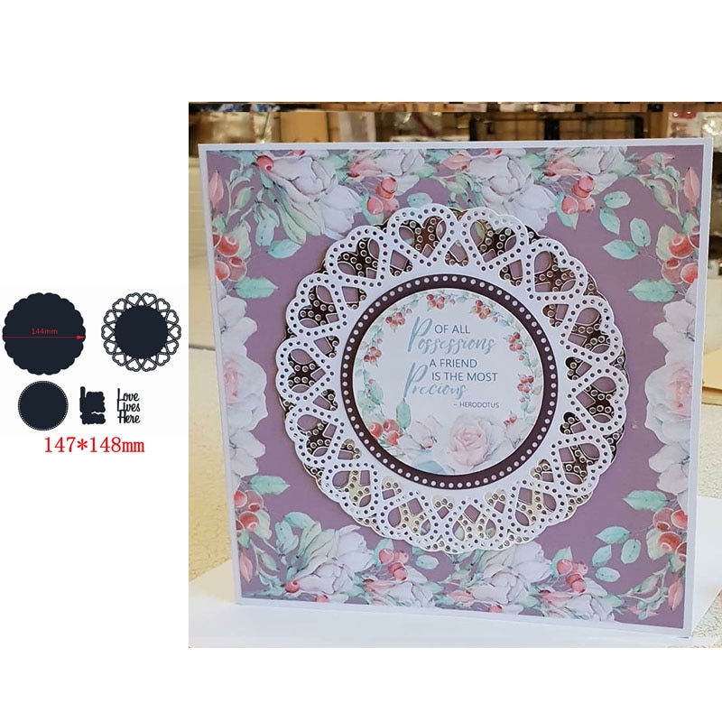 Flerdelad uppsättning av vackra snygga ramar med konstord kostnadseffektiva metallskärverktyg för diy scrapbooking album papperskort: 19