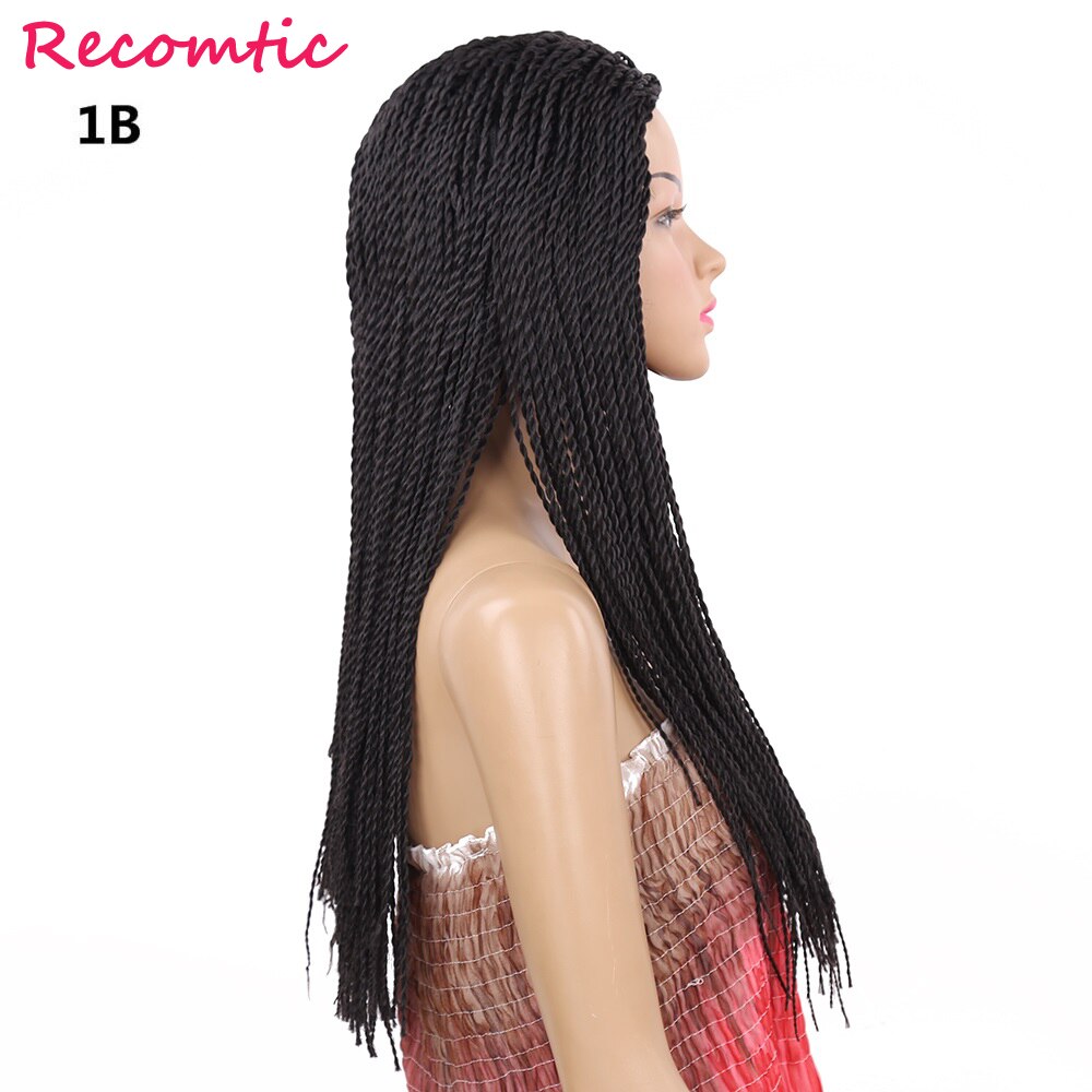 Recomtic 22 zoll 2X Twist Zöpfe Perücke Lange Schwarze Synthetische Haar Perücke Für Schwarze Frauen