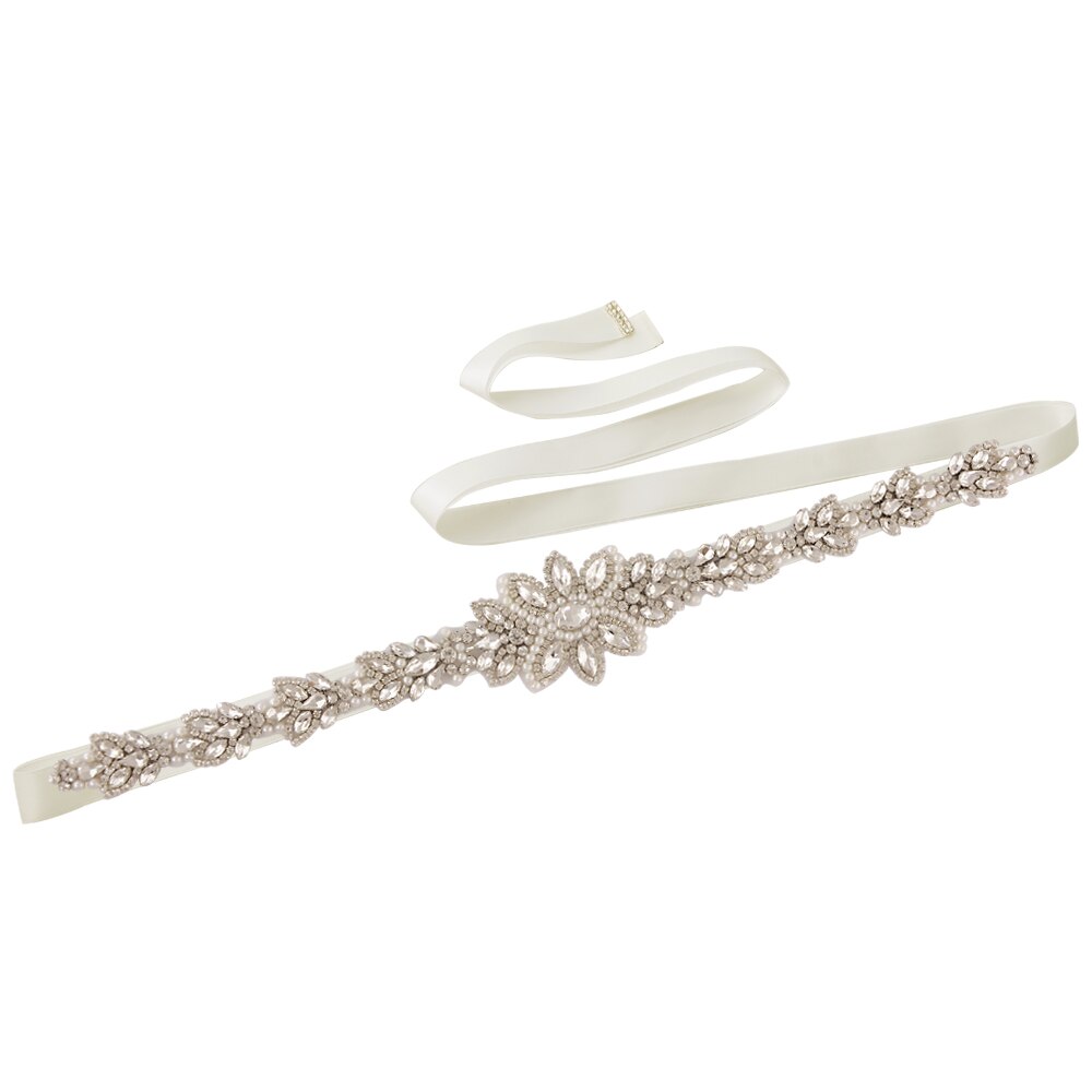 OLOMLB Braut Gürtel Hochzeit Gürtel Strass Silber Diamant Braut Gürtel für Brautkleid Hochzeit Zubehör für Abendkleid Werden: aus-Weiß