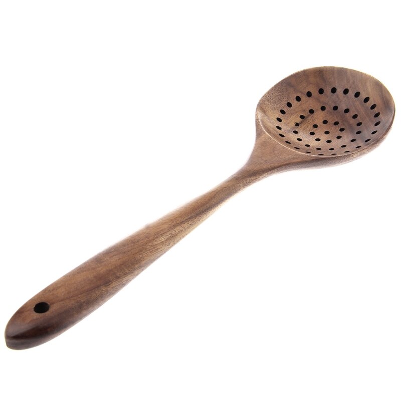 Wood Kitchen Long Handled Strainer Spoon Wooden Skimmer Utensils Cooking Tools