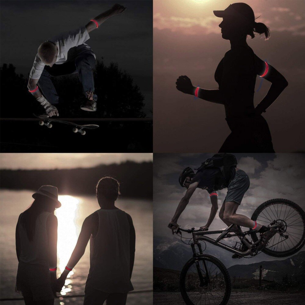 Brassard réglable à LED, bandes réfléchissantes et clignotantes pour la cheville, lumière de sécurité pour le Jogging nocturne, la marche et le vélo