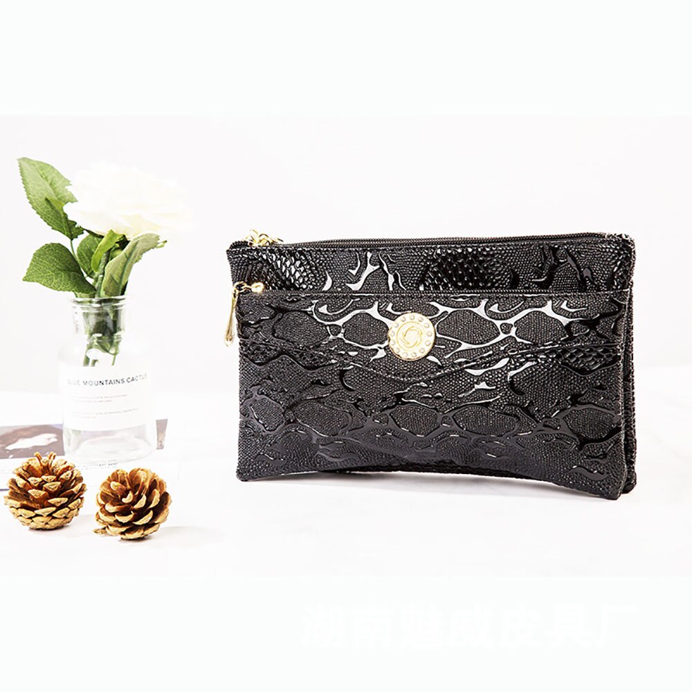 Mini Kleine Taschen Für Frauen PU Leder Geldbörsen Und Handtaschen Alligator aufbringen Umhängetaschen Für Frauen Damen Schulter Tasche: schwarz