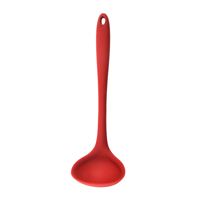 1 Piece Thickened Silicone Soup Spoon Cooking Spoon Porridge Spoon Kitchen Utensils 20.5x6.5cm: red