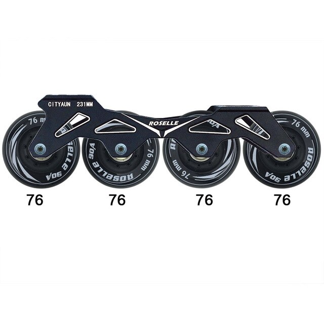 Ruedas y rodamientos para Patines en línea Slalom, Base para Patines deslizantes para adultos y niños, 231, 243mm, marco y 4x80, 76 y 72mm, 90A: 76-76-76-76mm