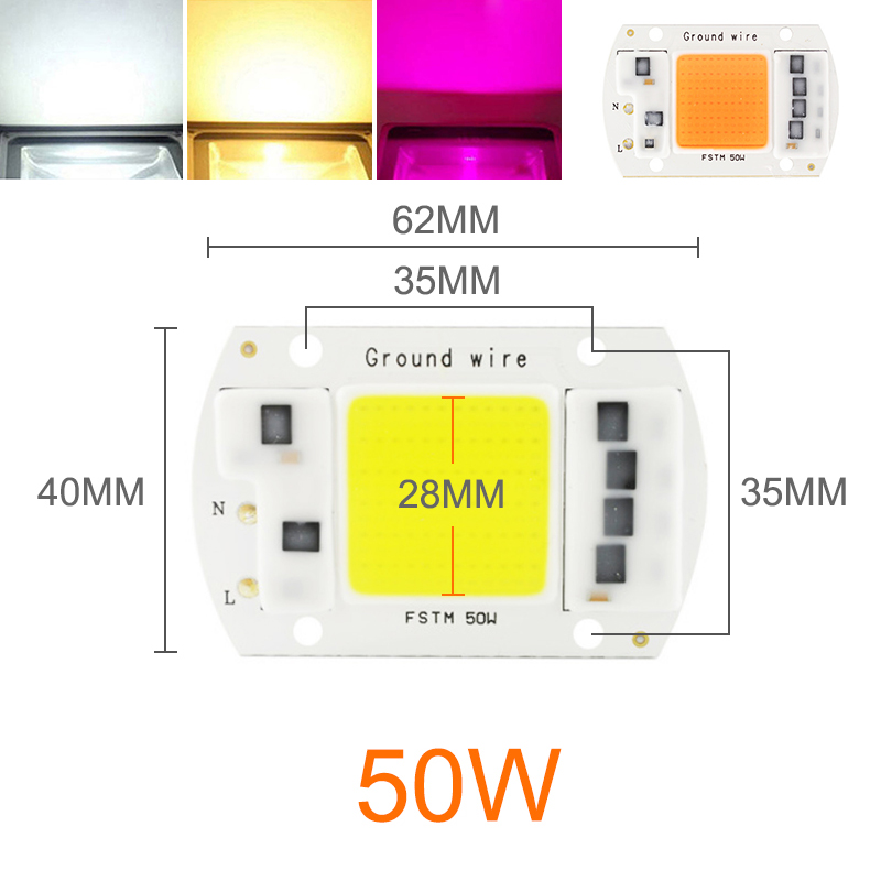Kaguyahime LED COB Chip 20W 30W 50W 100W 220V For Spotlight Floodlight Outdoor Lamp No Need Driver Integrated Chip DIY LED Chip: COB 50W / Warm White