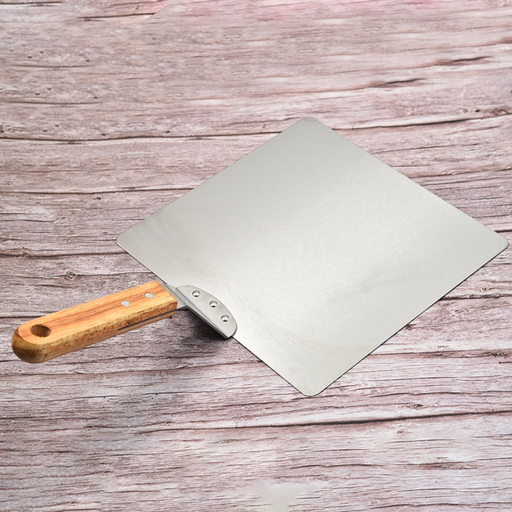 Stainless Steel Pizza Peel Wood Handle Pizza Paddle Square Shape Pizza Paddle