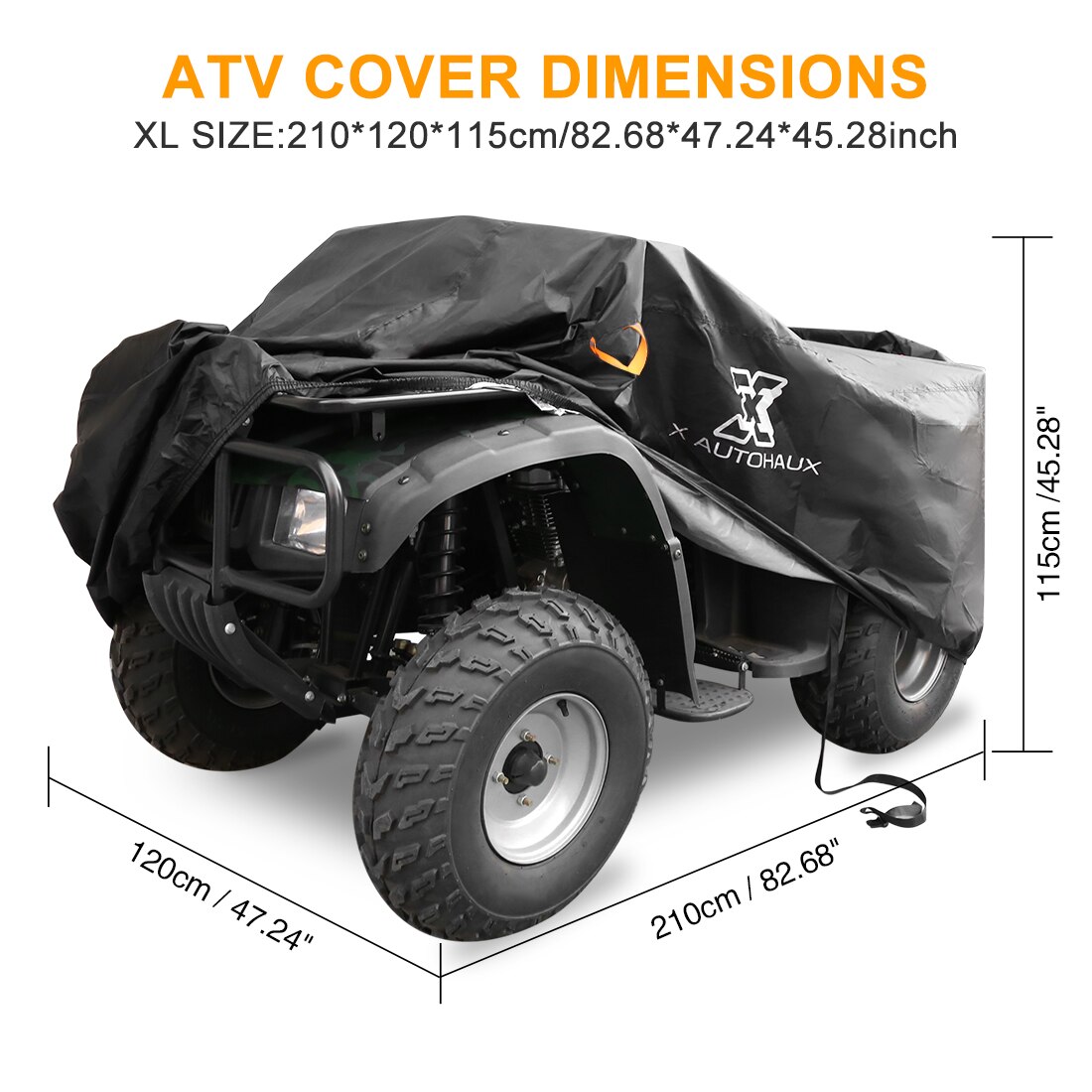 X Autohaux, funda Quad para ATV, impermeable y resistente a la nieve, Protector Anti-UV para playa con tiras reflectoras, Funda Universal para Quad Bike ATV: XL-210x120x115cm