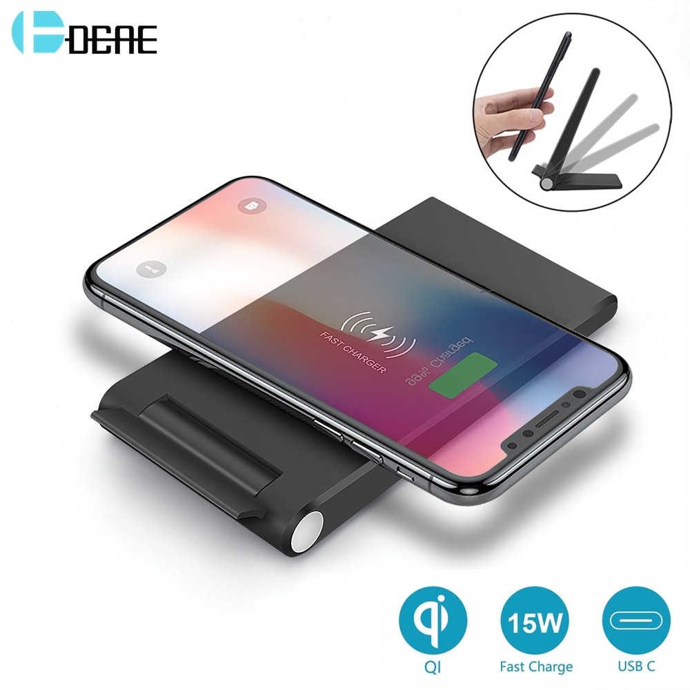 Dcae fast 15w qi draadloze oplader voor 10w 11 pro 8 x xr xs max  qc3.0 snellaadstandaard voor samsung  s20 s10 s9 usb-c