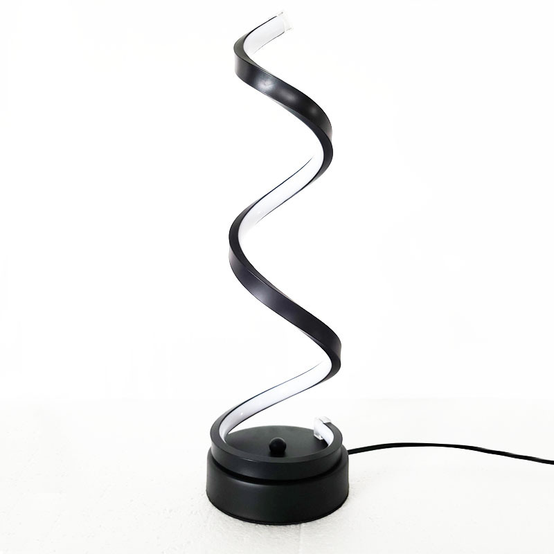 Lámpara de mesa Espiral de LED para el hogar, sala de estar, dormitorio, iluminación, luz de noche: Black US Plug-No.2
