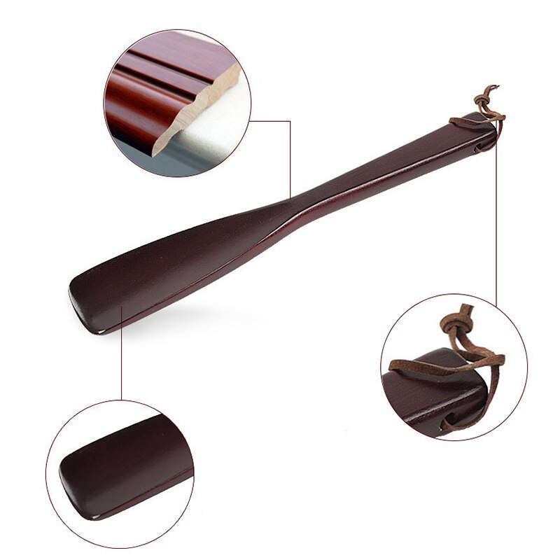 ETya 1 pièces femmes hommes en bois corne à chaussures Portable Flexible cuillère forme pratique porter poignée chausse-pied