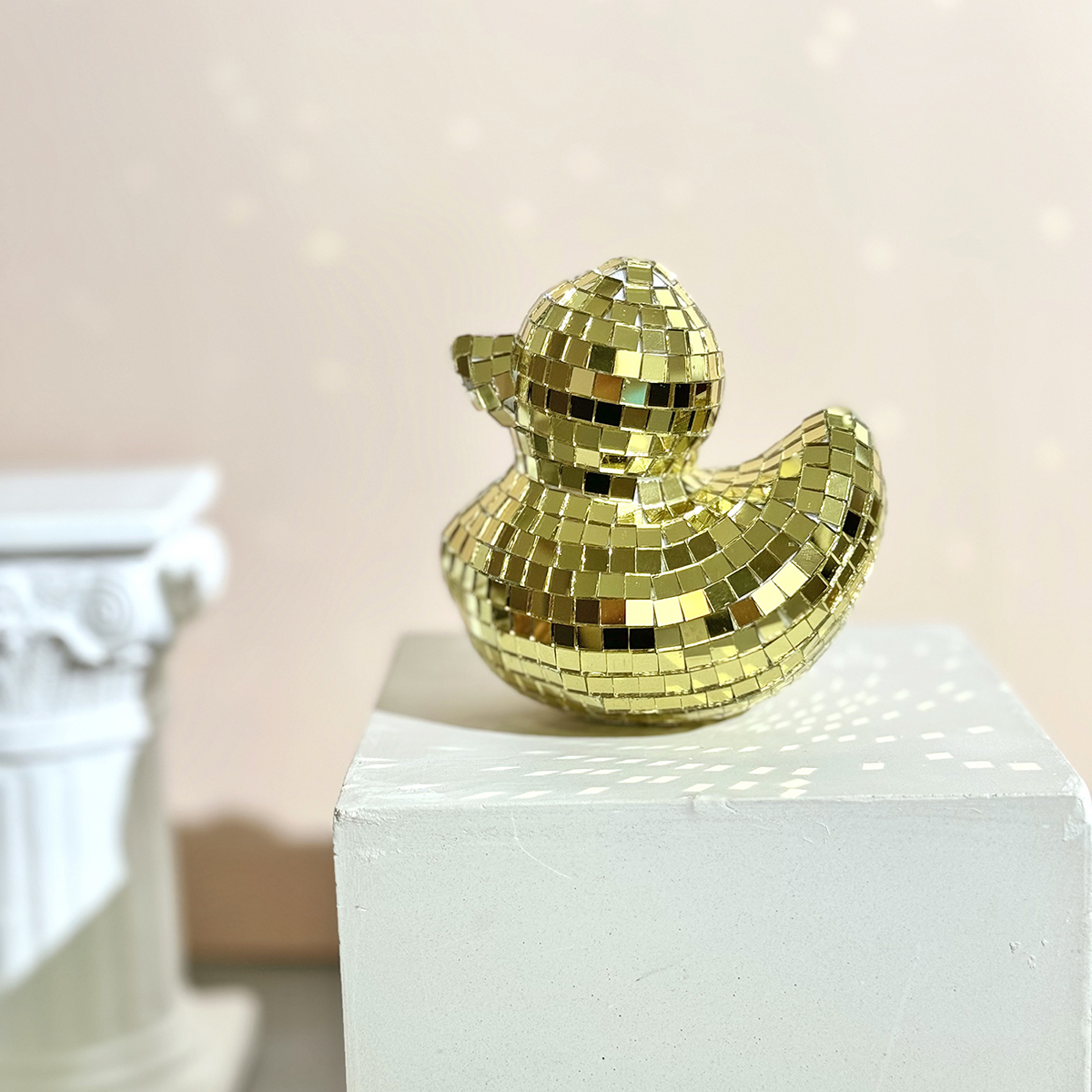 Disko-Ente, Schlafzimmer-Dekoration, handgefertigter Spiegel, Discokugel, Entenform, Heimkunst, Dekor, moderne süße Ente für Tischdekorationen: Licht Gelb